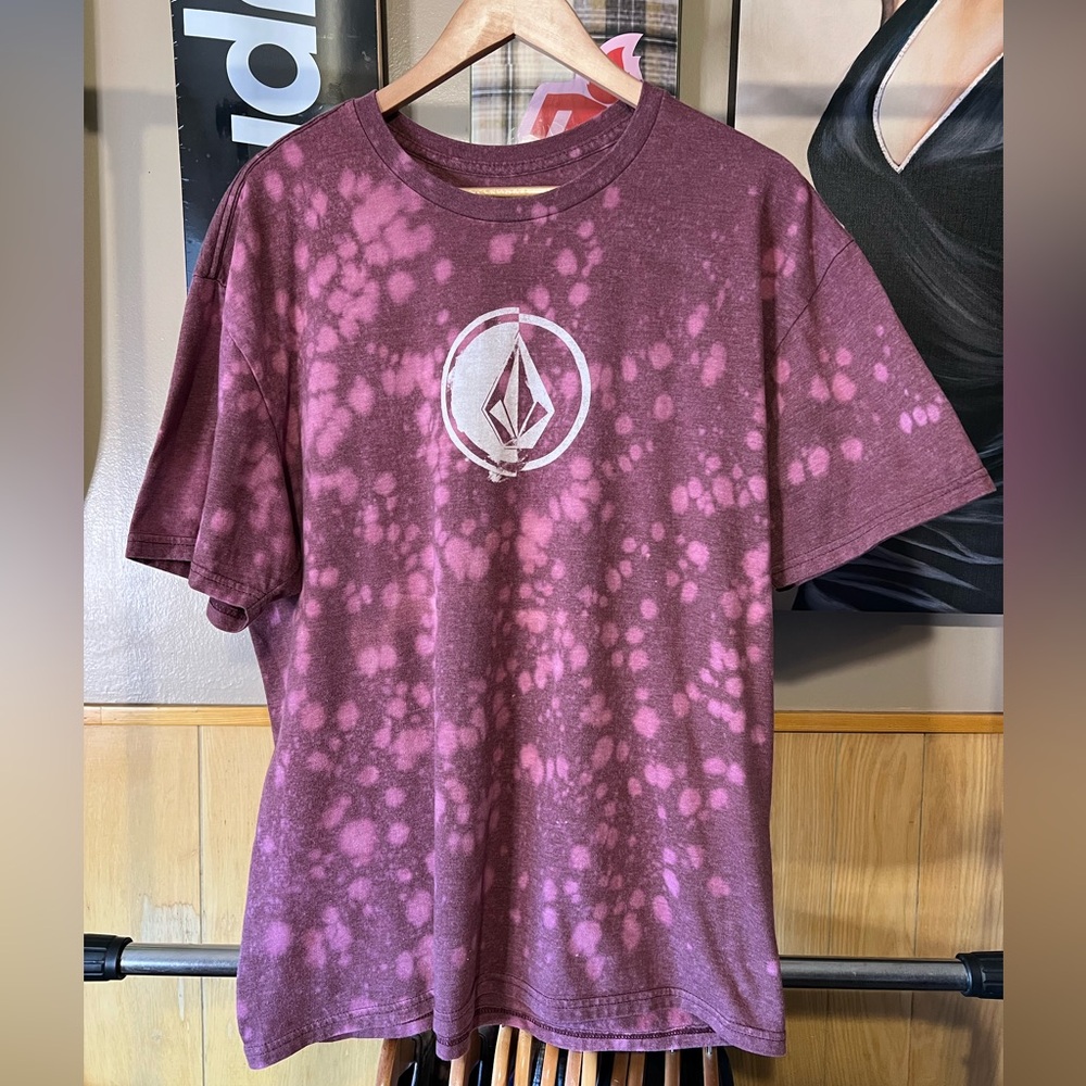 Volcom Custom Bleach Splatter Tiedye Graphic Tee